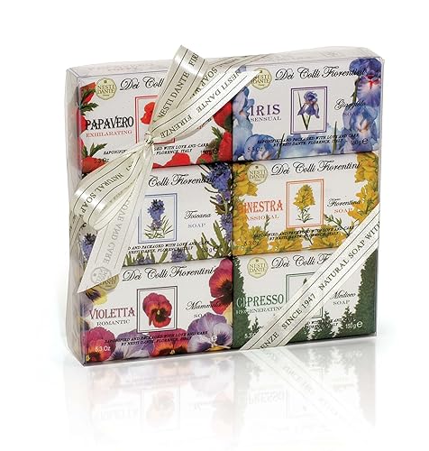 NESTI DANTE Dei Colli Fiorentini, Sweet Violet Soap 250 g - Iris, Broom, Cypress Tea, Poppy, Lavender, Sweet Violet - 150 g (Pack of 6)