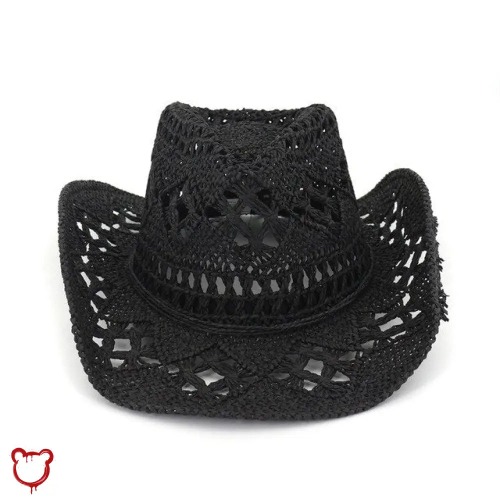 Gothic Cowboy Hat in Black Mesh - Black / 57cm