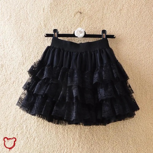 Gothic Lace Black Skirt - black skirt / S