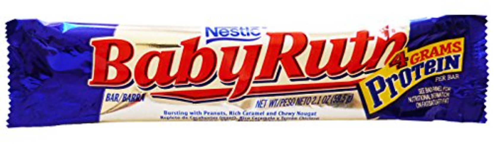 Baby Ruth - 59.5G Classic Retro American Candy BAR - Peanut/Caramel/ Nougat - 4 Bars