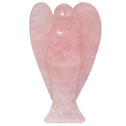mookaitedecor 3 Inch Rose Quartz Crystal Guardian Angel Gemstone Carved Figurine Statue Pink Room Decor, Healing Crystal Festive Angel Gift Women Friend, Love Peace Good Luck Angel Reiki Chakra Decor - 1 Count (Pack of 1) - #04-1pc Rose Quartz