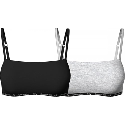 Calvin Klein Womens Pack CK One Cotton Bralettes - S - Beige (Black/Grey Heather)