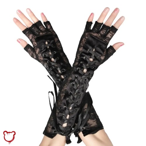 "Dark Lace Goth Gloves"