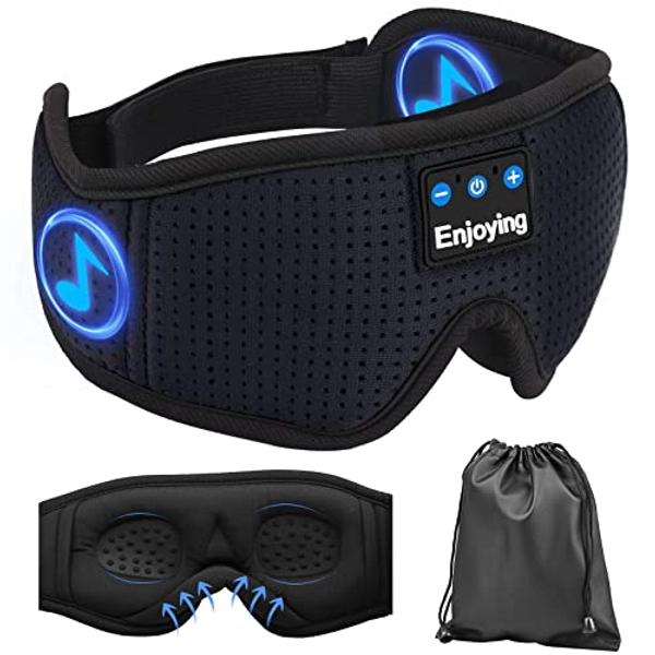 EUJAM Schlafkopfhörer Schlafmaske,schlafkopfhörer Bluetooth schlafmaske 3D-Augenmaske,Kabellose Augenmaske Waschbar HD-Stereo-Lautsprecher,für Nickerchen, Schlafen und Reisen,Seitenschläfe (schwarz)
