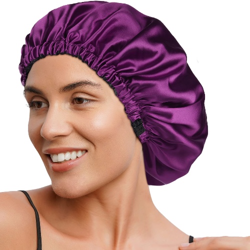 Satin Bonnet Silk Bonnet Sleep Cap for Women - Extra Large Reversible Adjustable Satin Cap Sleeping Curly Natural Hair - Large Champagne