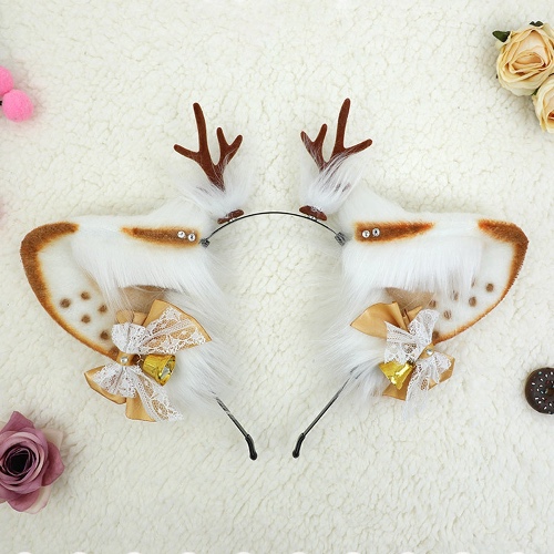 Plush Elk Hair Hoop: Christmas - White