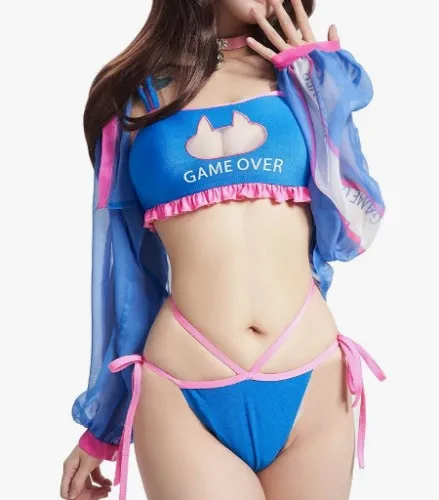 DVA Bikini Set with Cover Up Jacket Halter Mesh Top and Shorts Two Piece Bathing Suit