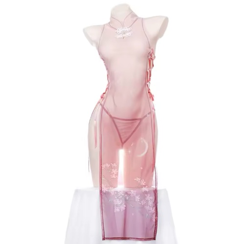 Pink Sakura Transparent Cheongsam
