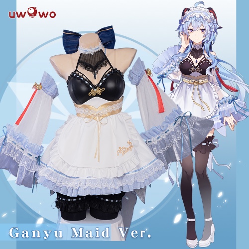 In Stock UWOWO Ganyu Cosplay Maid Costume Game Genshin Impact Cosplay Ganyu Halloween Costume Genshin Fanart Ganyu Maid Dress