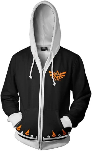 Cosplay Life Legend of Zelda Breath of The Wild Twilight Princess Kangaroo Pocket Cosplay Hoodies - Unisex Pullover Sweaters - Large Black