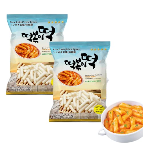 Fusion Select Korean Rice Cakes Tteokbokki Stick Vegan Non-GMO Gluten Free Tteok Pasta Asian Snacks & Food, Gluten Free (2 Packs) - 2 Packs