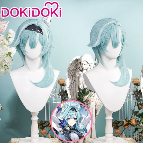 【Ready For Ship】DokiDoki Game Genshin Impact Cosplay Halloween Eula Cosplay Wig Blue Wig | Eula