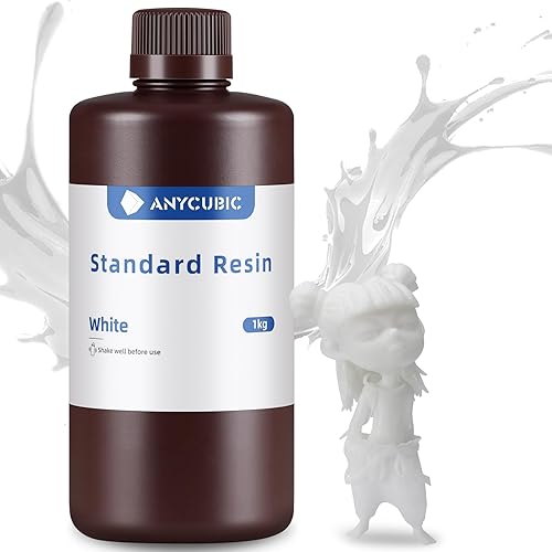 ANYCUBIC 3D Printer Resin, 405nm SLA UV-Curing Resin with High Precision and Quick Curing & Excellent Fluidity for LCD 3D Printing (White, 1kg) - White - 1kg