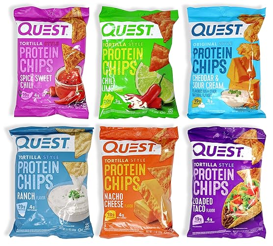 Niro Assortment | Quest Tortilla Style Protein Chips - 6 Flavors of Chedda & Sour Cream, Spicy Sweet Chili, Ranch, Loaded Taco, Chili lime, and Nacho Cheese | 6 pack
