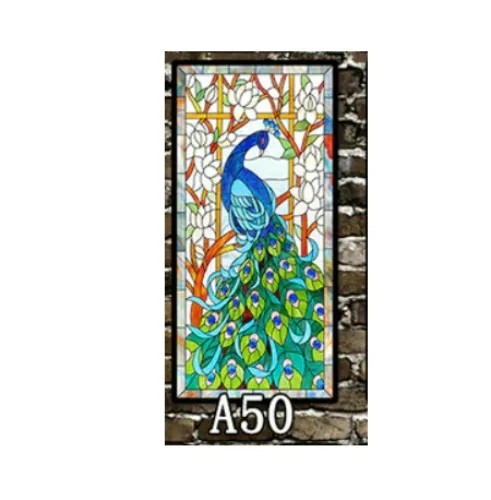 European Style Decoration Static Cling Glass Films PET No-glue Drop-Shipping Church Art Glass Privacy Adhesive film Multi-Style