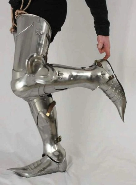 18GA Steel Greaves Leg Guard with Shoes Medieval LARP Leg Armor Steel Leg Guard