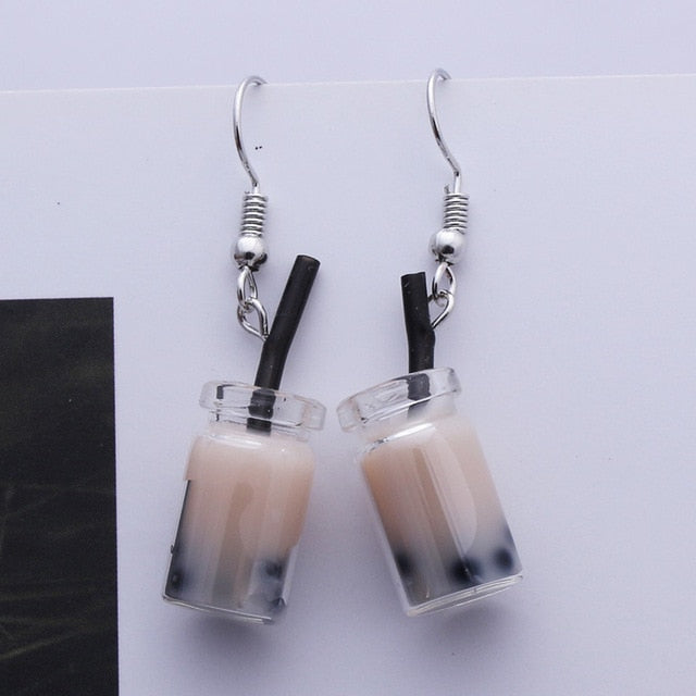 Jar of Milk Tea Earrings - Darker "White" Milk Tea