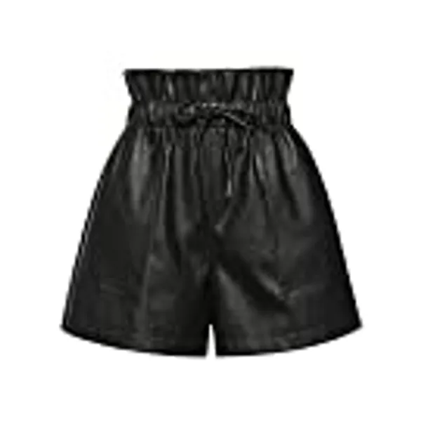 QIANXIZHAN Women's Leather Shorts, Faux High Waisted Wide Leg Sexy Shorts