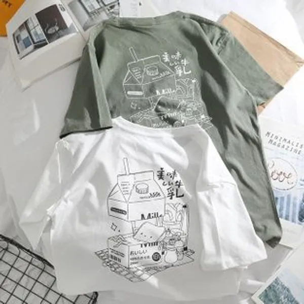 Cartoon Milk Print Short-Sleeve T-Shirt