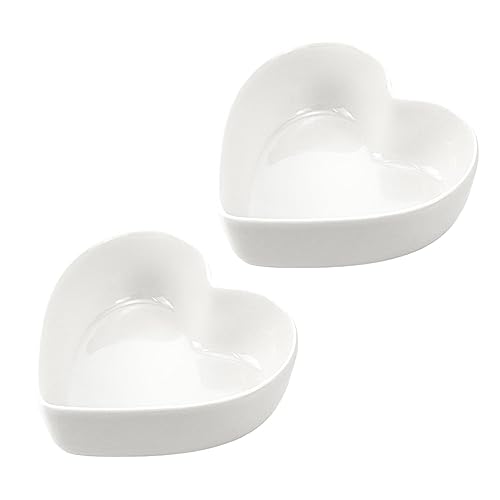 WAIT FLY 2pcs Heart-Shaped Bowls for Salad Soup Snack Dessert Household Cooking Bowls for Home Kitchen, White - Set of 2 - White