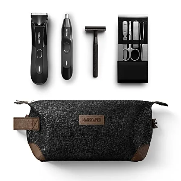 MANSCAPED™ The Tool Box 4.0 Contains: The Lawn Mower™ 4.0 Electric Trimmer, The Weed Whacker™ 2.0 Nose & Ear Hair Trimmer, The Plow™ 2.0, The Shears™ Four Piece Luxury Nail Kit, The Shed™ Toiletry Bag