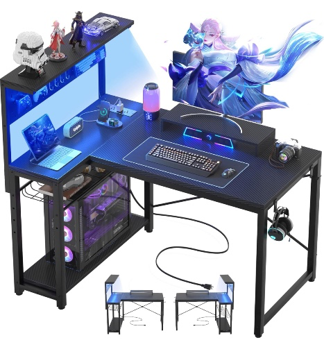 L Shaped Gaming Desk with Pegboard