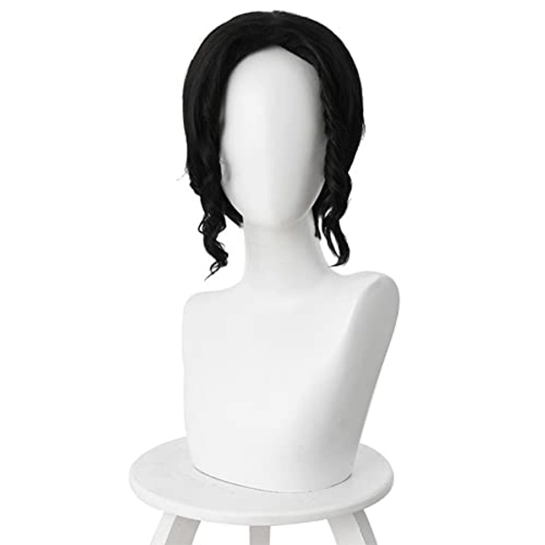 Mystylecos Kibutsuji Muzan Cosplay Wig for Anime Kimetsu no Yaiba Black Curly Wig with Free Wig Cap