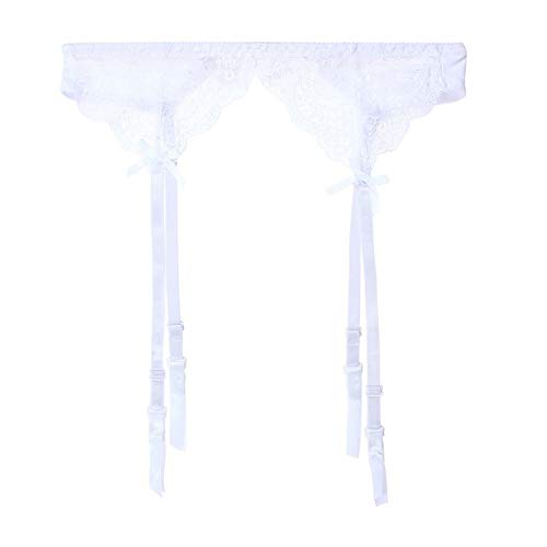 Women's Lace Garter Belt for Thigh High Stockings - One Size - White