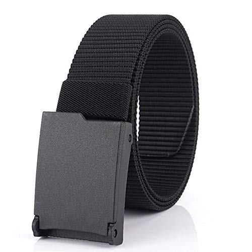 WYUZE Men's Military Tactical Web Belt, Casual Nylon Webbing with No Metal Buckle - Black4 - Waist: 28"-42"