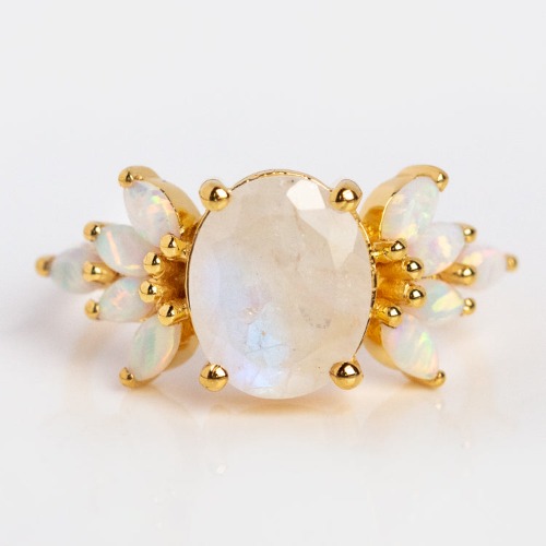 Rainbow Moonstone and Opal Candy Crush Ring | 8