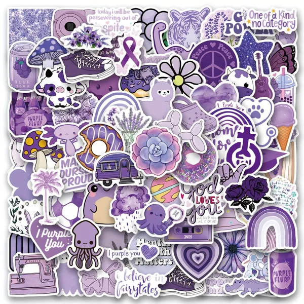 120pcs Purple Stickers, Aesthetic Stickers, Cute Stickers, Laptop Stickers, Vinyl Stickers, Sticker For Water Bottles, Computer Waterproof Stickers Fo
