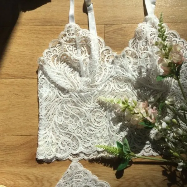 White Summer Bralette and Panties Set Pretty Lingerie by | Etsy UK