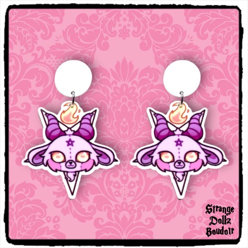 Pastel Goth Baphomet earrings, 925 sterling silver, Pastel Goth, Strange Dollz Boudoir
