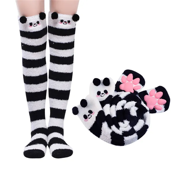 3D Paw Pad Knee High Coral Fleece Socks - LittleForBig Cute & Sexy Products