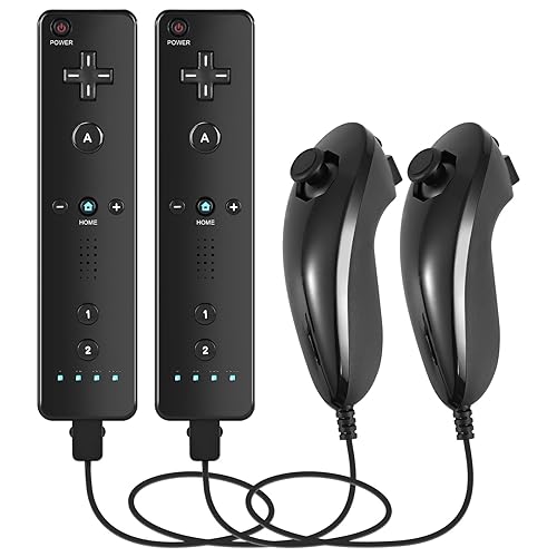 Hiyuky Wii Controller 2 Pack with 2 Nunchucks,Wii Remote for Wii/Wii U,Support Speaker and Vibration
