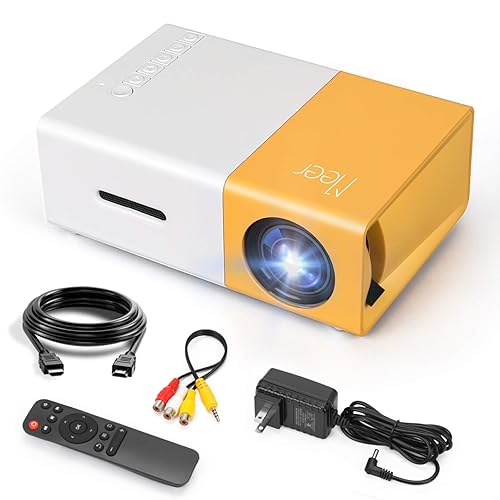 Meer Mini Projector,Portable Movie Projector,Smart Home Projector,Neat Projector for iOS,Android,Windows,PS5,Laptop,TV-Stick,Compatible with HDMI,USB,Audio,TF Card,AV and Remote Control - YG300 Classic