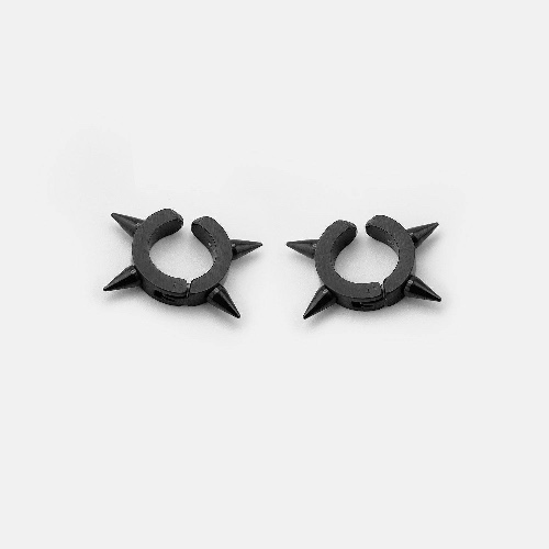 MEGA SPIKE CUFF EARRING | BLACK / PAIR