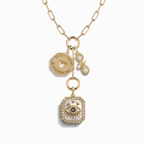 Sacred Eye Locket Charm Lariat - 14K Yellow Gold Vermeil