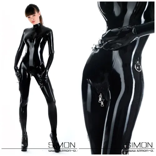 Restraining Latex Catsuit with D-Rings