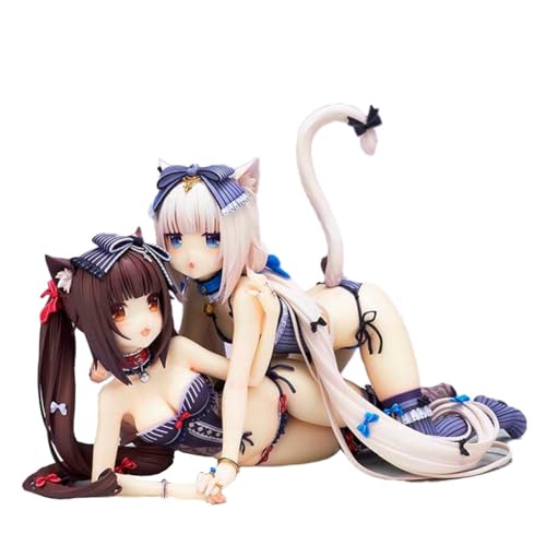 LUNK Anime Action Figure Chocolate and Vanilla Lying Position Model Figure Statue with Blanket Cute Beautiful Girl Series - Chocolate+vanilla - 5.1 inch