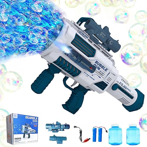 VERSDITAS Automatic Gatling Bubble Gun,That Produces Thousands of Bubbles per Minute, Suitable for Children and Adults and Perfect for Indoor and Outdoor Birthday Parties for Girl Boy - Navy Blue