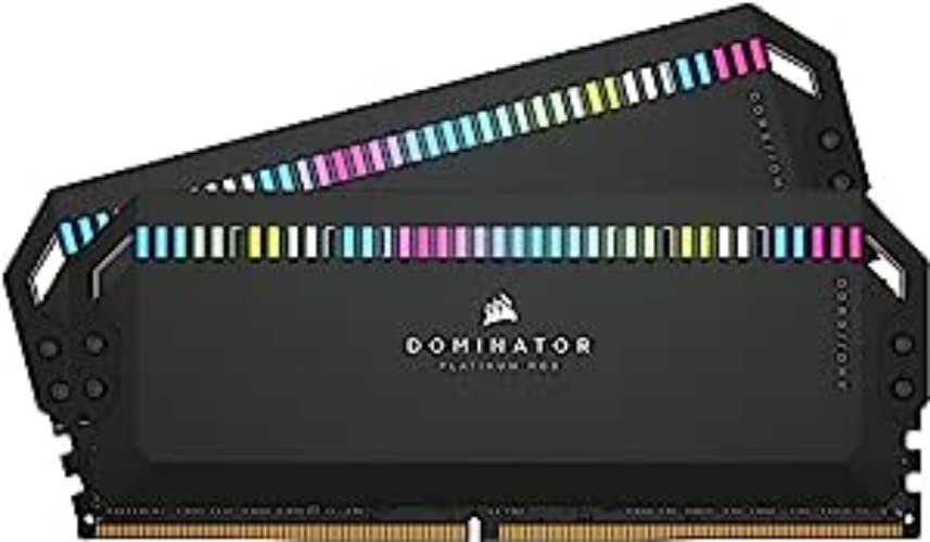 Corsair Dominator Platinum RGB DDR5 32GB (2x16GB) 6400MHz C32 Intel Optimized Desktop Memory (Onboard Voltage Regulation, Patented CORSAIR DHX Cooling, 12 Ultra-Bright CAPELLIX RGB LEDs) Black