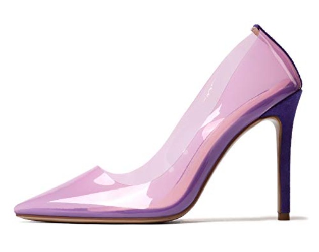 Castamere Women's Fashion High Heels TPU Transparent Pumps Slip-On Stilettos Court Shoes 4IN Heels - 10.5 UK - Purple