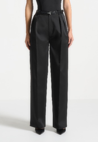 Sateen Twin Pleat Trousers - Black | UK 10 / Black / WMN4153-91