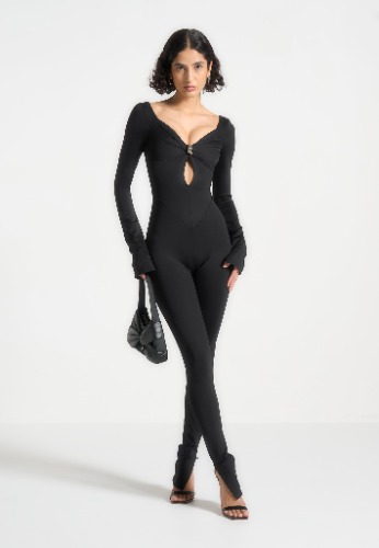 Twisted Bust Off Shoulder Jumpsuit - Black | UK 8 / Black / WMN4108-01