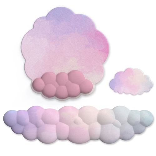 Puffy Cloud Pastel Wrist Rest - Dark Blue 2 Piece Set