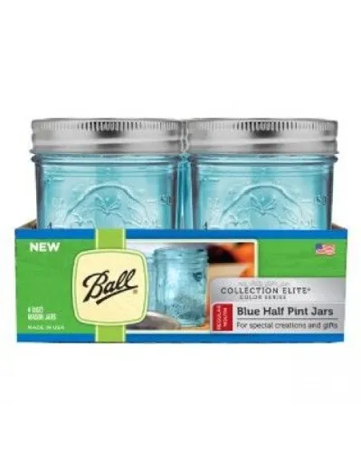 4 x Ball Collection Elite Blue Jars - Regular Mouth Half Pint