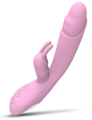 Powerful Rabbit Vibrator with 10 Vibration Modes, Adult Women Sex Toy, Female Vibrating Dildo with Realistic Textured, Rechargeable Sexual Wand Massager, Pink Color - Pink