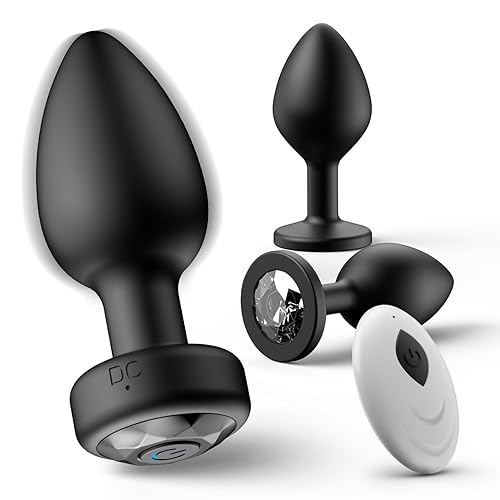 Anal Plug Sex Toys Vibrator- 3PCS Silicone Anal Toys Butt Plug Training Kit with Remote Control 10 Frequency Vibration, Vibrating Anal Plug and Prostate Massager, Adult Sex Toys and Games Black - Back