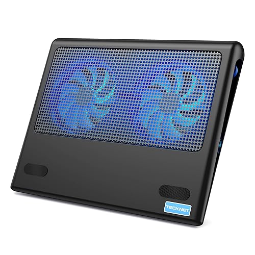 TECKNET Laptop Cooling Pad, 12"-16" Laptop Cooler with 2 Ultra Quiet Fans, Gaming Cooling Pad Stand, Adjustable Fans Speed, Ergonomic Comfort Gaming Notebook Laptop Cooling Tray